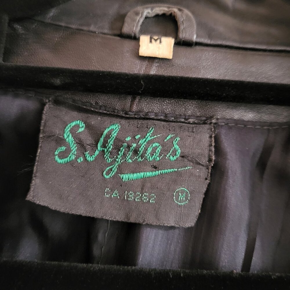 VTG S. Ajita Genuine Leather Oversized Jacket - Medium - Sequined Sleeves - Picture 11 of 12